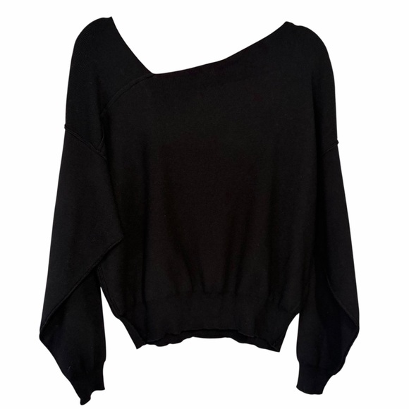 Line & Dot Favorite Geometric Neck Sweater size Medium Black Chic Glam Party Top - Picture 5 of 8